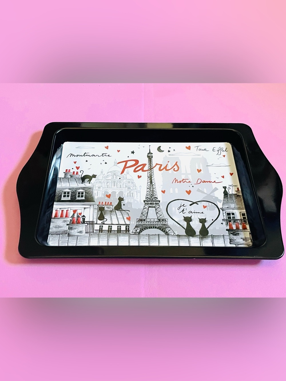 NEW Paris Eiffel Tower Decorative Tray - White, Black & Red